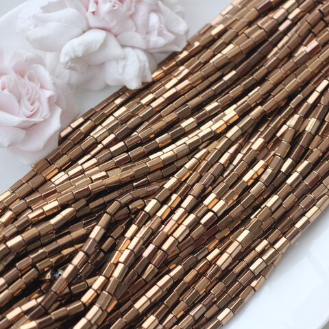 Гематит синтетический, прямоугольные бусины, 6*4 мм, шоколад, 1 нить, ГМ090