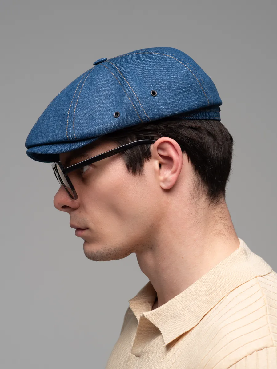 Кепка восьмиклинка джинсовая осенняя