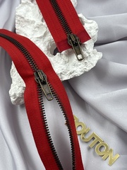 Молния металл разъёмная, riri  2 замка, 5 мм, цвет тесьмы 2407, красный.