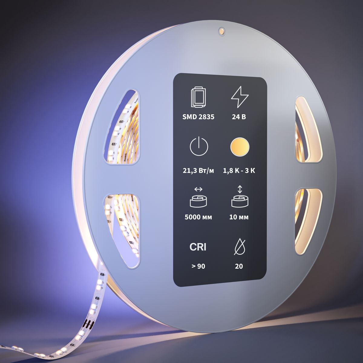 Светодиодная лента Maytoni 21,3W/m 168LED/m 2835SMD теплый белый 5M 201128