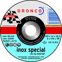 Абразивный отрезной диск AS 46 INOX 115х1,6 Dronco 1111250