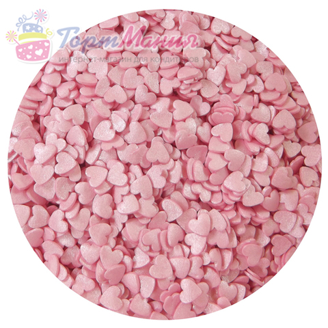 Посыпка «Сердечки» розовые блестящие мини 50 гр