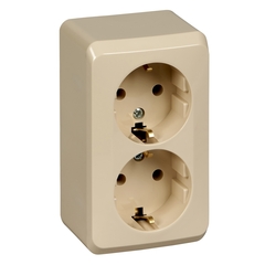 Schneider Electric ЭТЮД Крем Розетка 2-местная открытая установка с заземляющими контактами PA16-007K