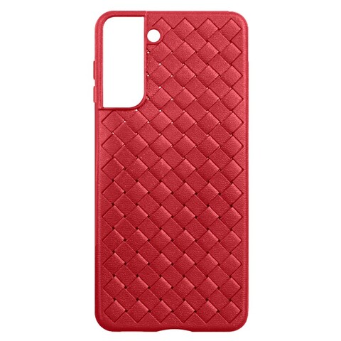 Силиконовый чехол Business Style плетеный для Samsung Galaxy S21 Plus (Красный)