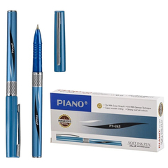 Ручка шариковая, масляная, Piano, синие чернила, серия "Piano Classic", голубой корпус металлик, 12 шт