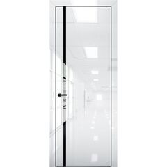Купить Межкомнатная дверь глянец Pt 8 Платина crystall white алюминиевая кромка Al Black Edition остеклённая