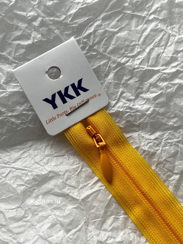 Молния YKK потайная, неразъемная тип 2 канареечный (желтый) 506
