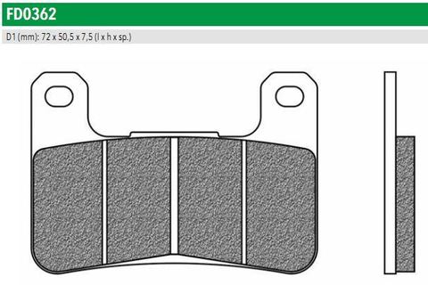 FD0362TS Передние тормозные колодки для HYOSUNG, KAWASAKI Z, SUZUKI GSX, INTRUDER (FDB2178ST)