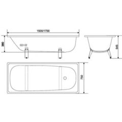 ВАННА СТАЛЬНАЯ ЭМАЛИРОВАННАЯ САНТЕХПРОМ L 1500x750 С РУЧКАМИ