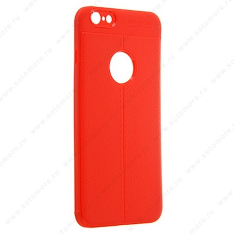 Накладка Carbon 360 силиконовая с кожаными вставками для Apple iPhone 6s Plus/ 6 Plus красный