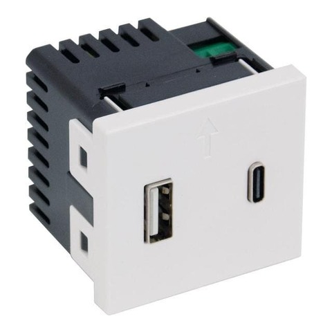 Механизм зарядного устройства USB тип - A/тип - С 3000мА 2 модуля. MEITON. A4287C2
