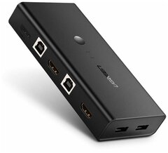 Переключатель HDMI UGREEN CM200 (50744) HDMI Switch Box 2-в-1 Out KVM Switching, черный