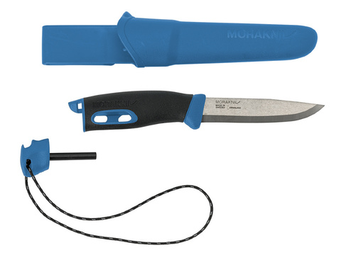Нож Morakniv Companion Spark стальной, лезвие: 104 mm, черный/голубой (13572)