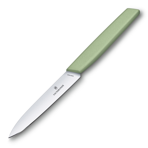 Нож Victorinox для овощей, лезвие 10 см прямое, зелёный