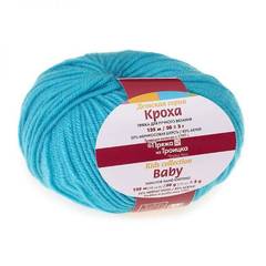 Пряжа "Кроха", 20%шерсть, 80%акрил, 50гр, 135м, голубая бирюза
