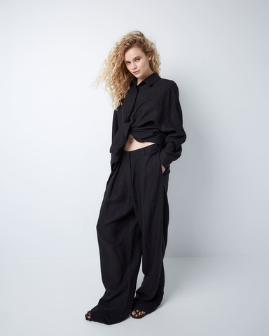 Брюки изо льна и вискозы черный