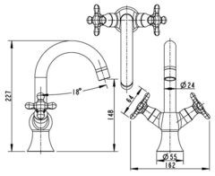 CМЕСИТЕЛЬ BRAVAT ДЛЯ РАКОВИНЫ ВЫСОКИЙ SAMMER RAIN F177111C-1