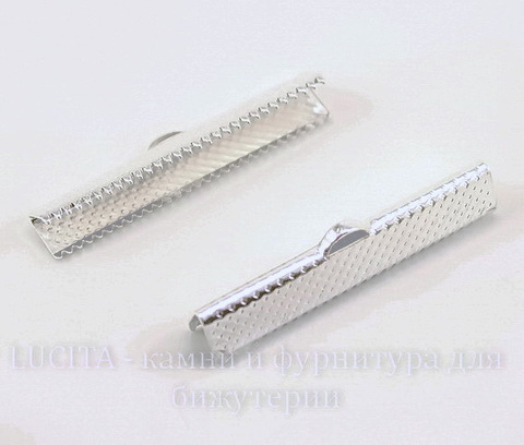 Концевик для лент (цвет - серебро) 35х7,5 мм, 2 штуки ()