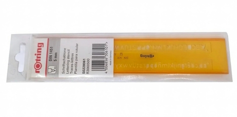 Трафарет Rotring латинские буквы 2.5/3.0/3.5/5.0/6.0 мм, пластик желтый/прозрачный