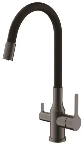 Смеситель для кухни BELZ B76814-3 гибкий излив, нержавеющая сталь, графит