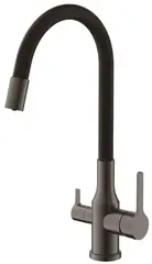 Смеситель для кухни BELZ B76814-3 гибкий излив, нержавеющая сталь, графит
