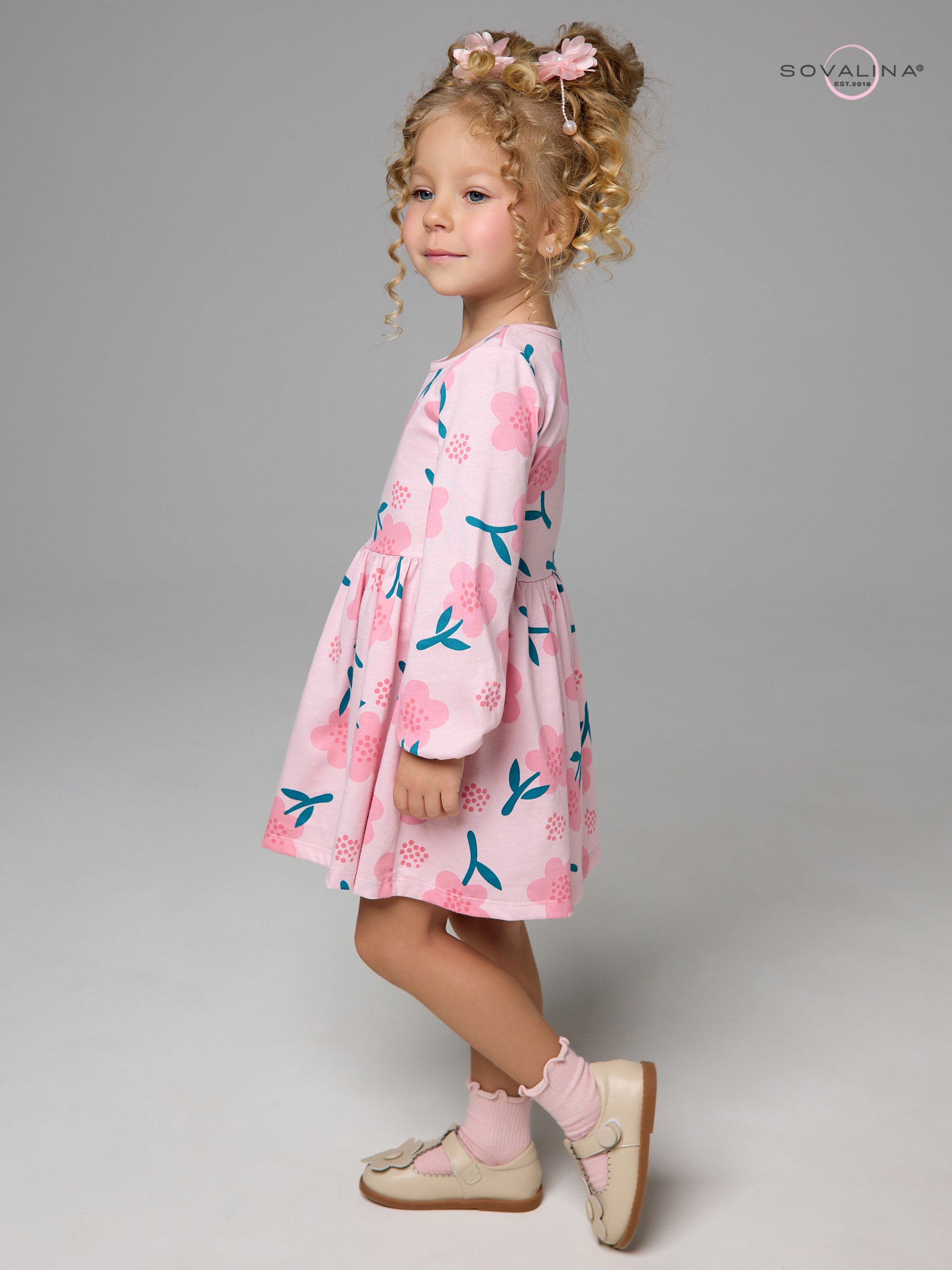 Платье Моана незабудки на пудре