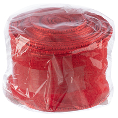 Лента полиэстер жатая с волнистым краем (4,0см*9,14м), Красный, 1 шт.