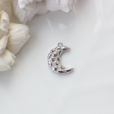 Подвеска Месяц фактурный, 20*15 мм, родий П815