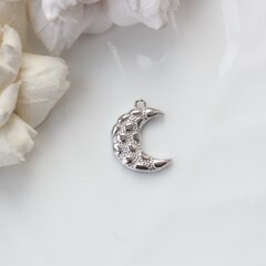 Подвеска Месяц фактурный, 20*15 мм, родий П815