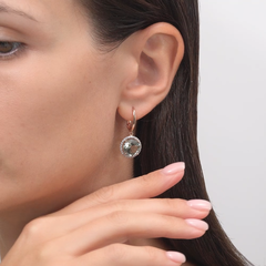 727096 - Серьги из золота 585 пробы со светло-зелеными аметистами и фианитами