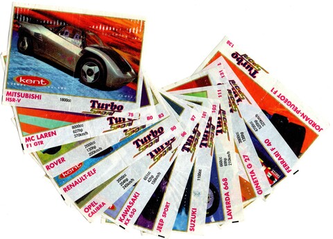 Вкладыши от жвачки Turbo Sport - Турбо Спорт 12 штук без повторов. Серия 71 - 140