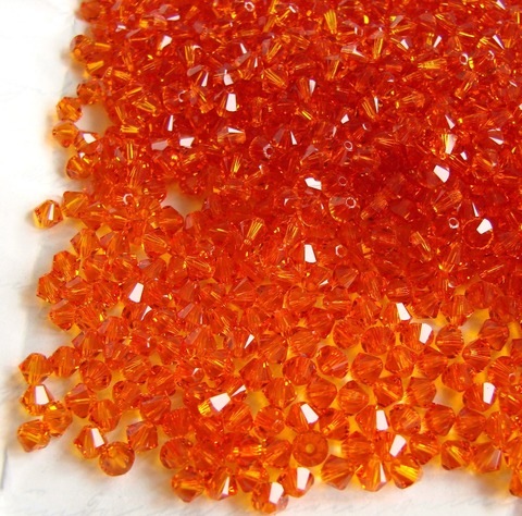 Биконусы 4мм Сваровски Мандарин / Tangerine