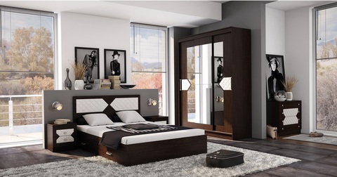 кровать НИКОЛЬ 1,6 м (венге/лиственница светлая)