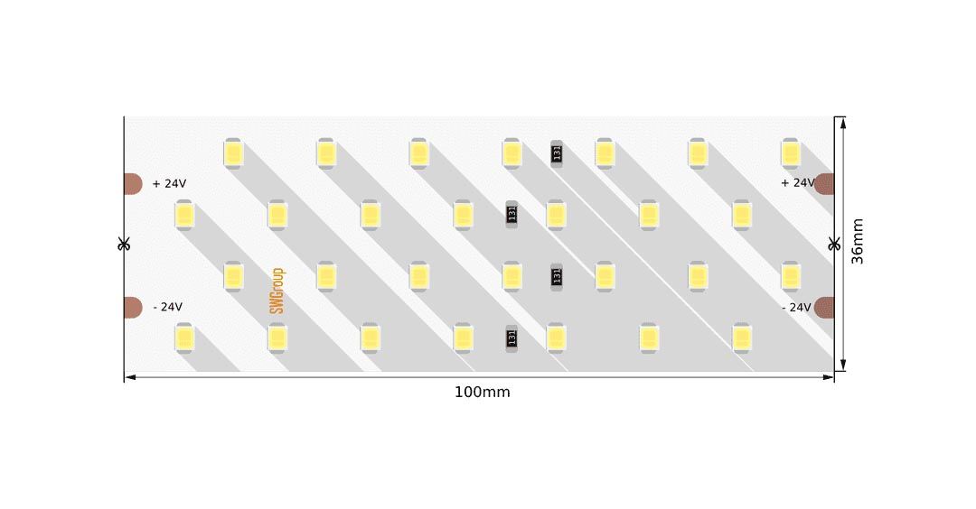 Светодиодная лента SWG 26W/m 280LED/m 2835SMD теплый белый 5M 005601