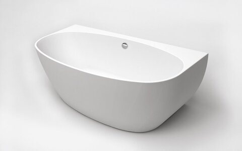 BelBagno BB83-1500-W0 Пристенная, овальная акриловая ванна в комплекте со сливом (донным клапаном) цвета хром, без перелива 1500x780x580