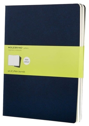 Набор 3 блокнота Moleskine Cahier Journal XL, цвет синий, без разлиновки