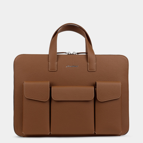Сумка для MacBook Pro 16 - 17 Bocage с карманами из кожи теленка цвета карамель
