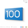 Табличка с номером 100 на дверь квартиры, для офиса, кабинета, аудитории, склада, голубая 120х70 мм, Айдентика Технолоджи