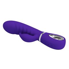 Фиолетовый вибратор-кролик с рёбрышками Prescott - 20 см. - 