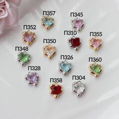 Подвеска Сердце с фианитом 13*11 мм, розовый, родий, П345