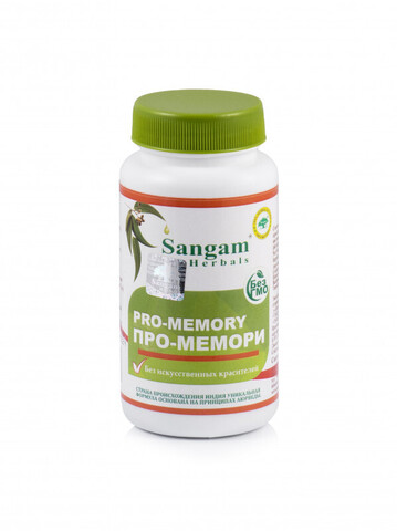 Про-Мемори Pro-Memory, 750 мг, 60 табл, Sangam Herbals