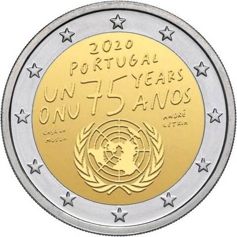 2 евро 2020 Португалия - 75 лет ООН