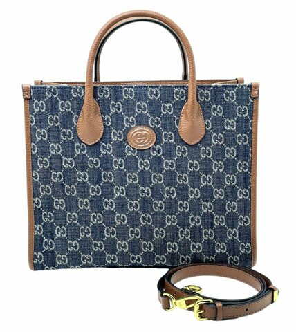 Маленькая сумка-тоут Gucci GG Supreme из парусины синий