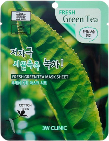 3W Clinic Маска тканевая с экстрактом зеленого чая Fresh Green Tea Mask Sheet