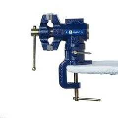 Тиски слесарные поворотные КОБАЛЬТ настольные, ширина губок 63 мм, захват 58 мм, 4 кг, наковальня, с поворотом в двух плоскостях, коробка (Арт. 910-010)