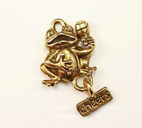 Подвеска Quest Beads "Лягушка" (цвет-античное золото) 20х15 мм