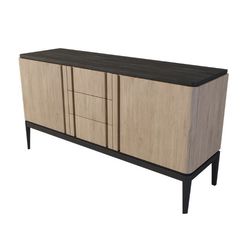 Комод широкий 2 двери 3 ящика Иконс (беленый дуб/черный)