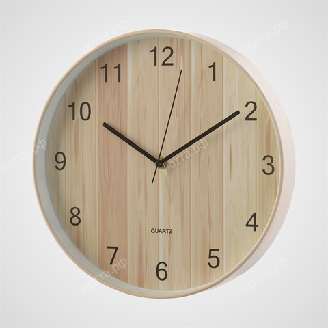 Часы настенные с деревянным принтом (Диаметр 30 см) - Бежевый