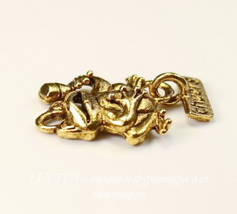 Подвеска Quest Beads "Лягушка" (цвет-античное золото) 20х15 мм