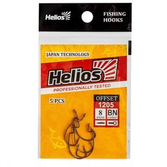 Крючок офсетный Helios №8 цвет BN (5 шт) HS-1205-8